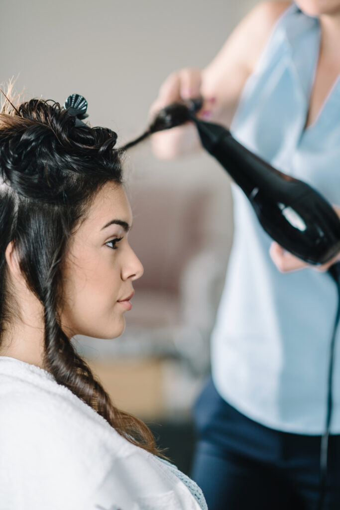 Drying hair in hair salon